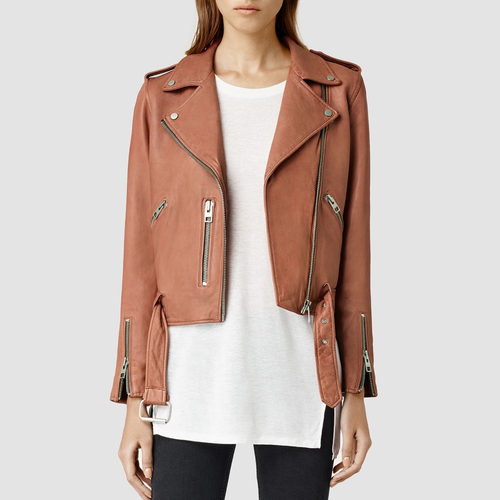 ALL SAINTS ‘Wyatt’ Rose Color Leather Jacket, US 4